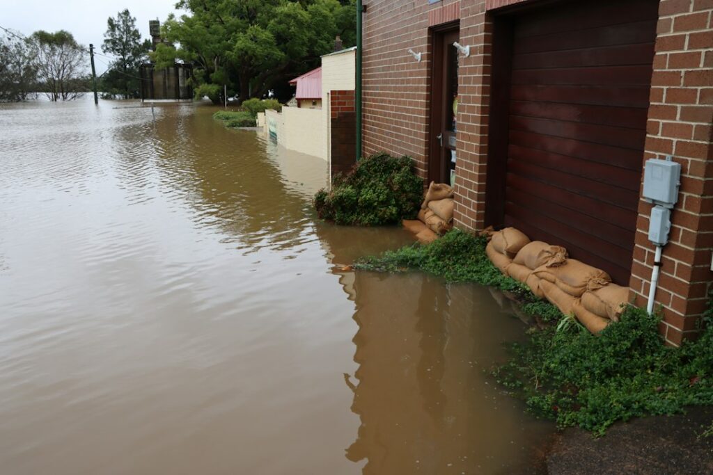 Home protected from flood water during flood cleanup