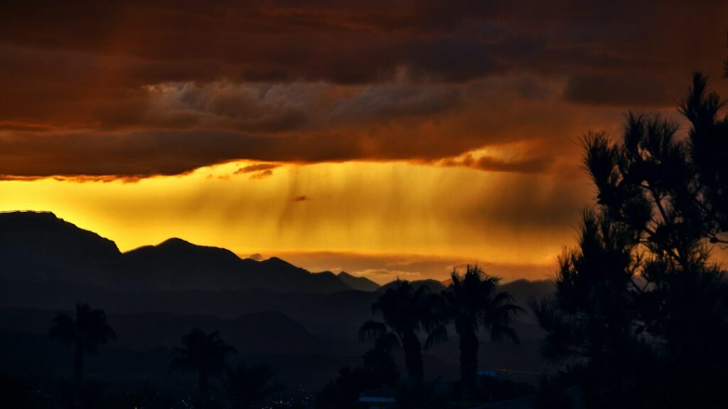 Las Vegas monsoon storm clouds and heavy rain risk
